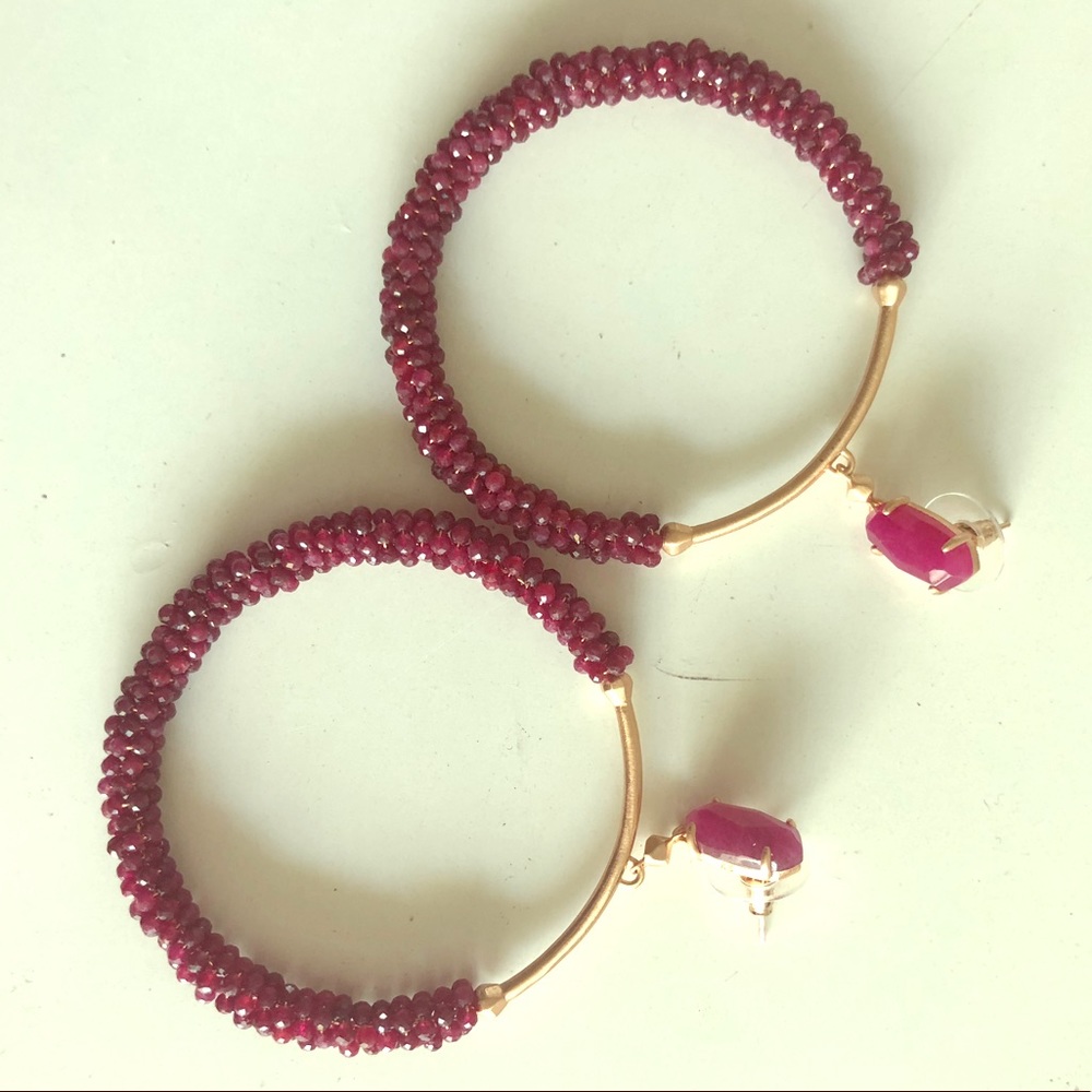 Kendra Scott Red Beaded Hoop Earrings